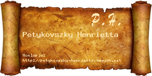 Petykovszky Henrietta névjegykártya